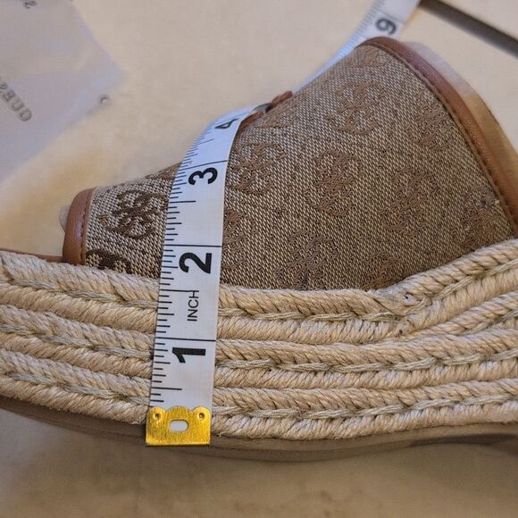 NEW Guess Espadrille Platform Slide Sandals Monogram Brown Size 10 - Picture 8 of 8